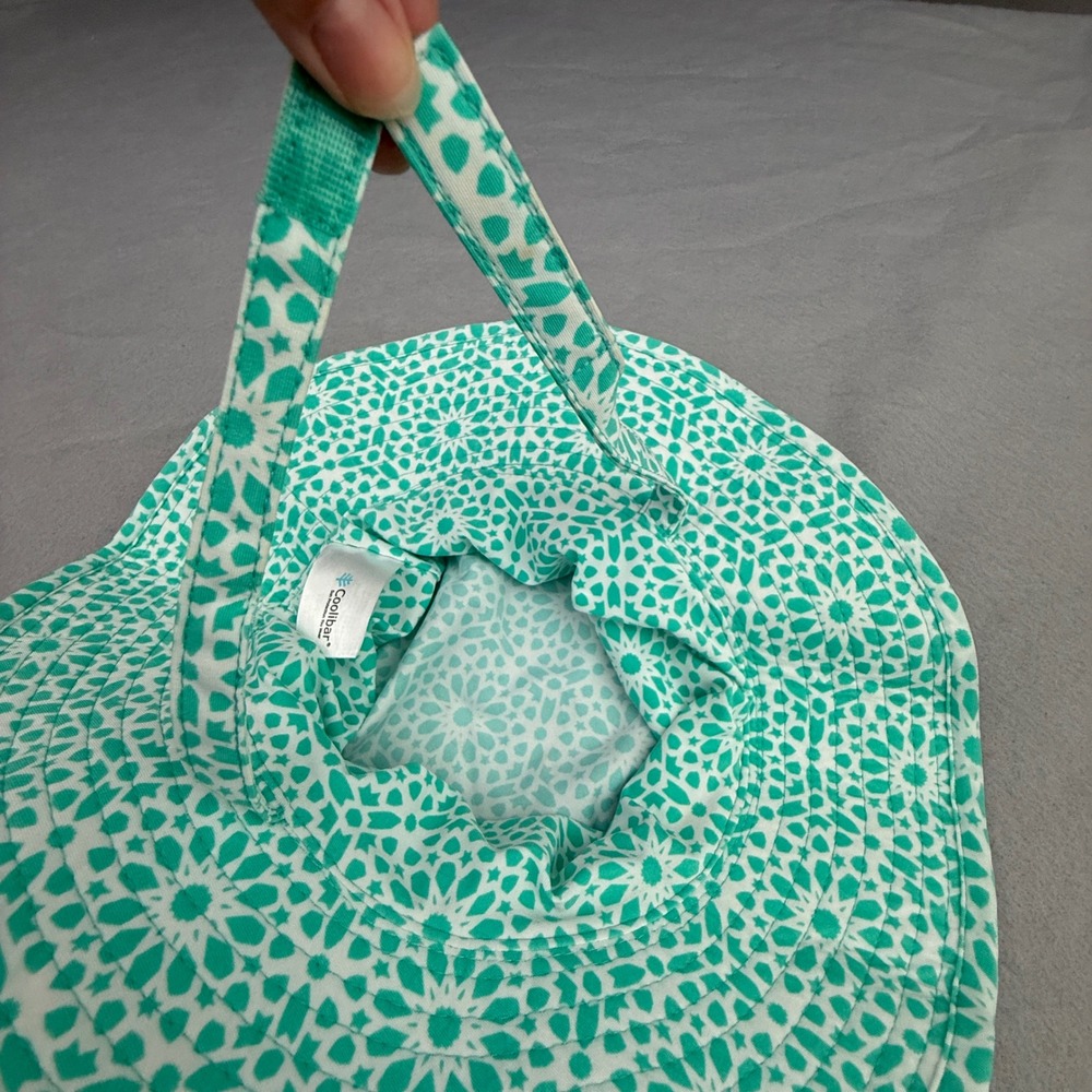 Coolibar Splashy Bucket Hat Kids 2T-3T Green Geometric Sun Protection Wide Brim - Picture 6 of 8